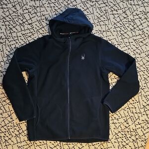 Spyder Active Black Hooded Jacket. Mens Size Medium.